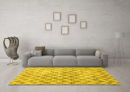 Machine Washable Persian Yellow Traditional Rug in a Living Room, wshtr3762yw