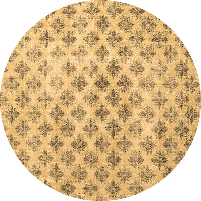 Round Persian Brown Traditional Rug, tr3762brn
