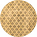 Round Persian Brown Traditional Rug, tr3762brn