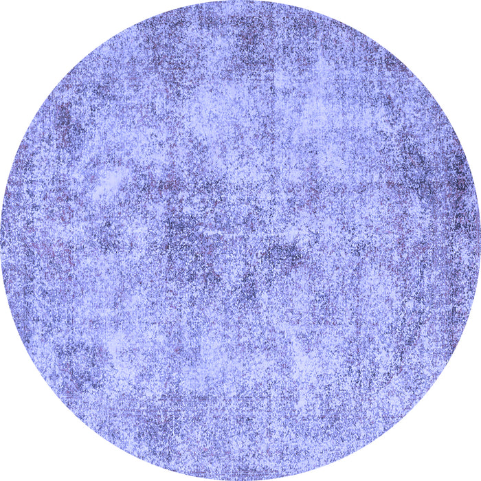 Round Machine Washable Persian Blue Traditional Rug, wshtr3763blu