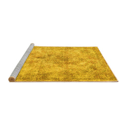 Sideview of Machine Washable Persian Yellow Traditional Rug, wshtr3763yw