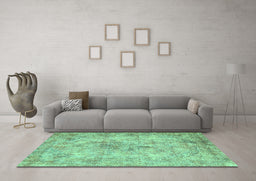 Machine Washable Persian Turquoise Traditional Area Rugs in a Living Room,, wshtr3763turq