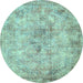 Round Persian Light Blue Traditional Rug, tr3763lblu