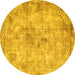 Round Persian Yellow Traditional Rug, tr3763yw