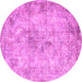 Round Persian Purple Traditional Rug, tr3763pur