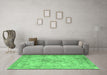 Machine Washable Persian Emerald Green Traditional Area Rugs in a Living Room,, wshtr3763emgrn