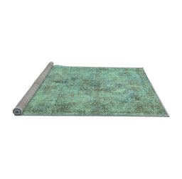 Sideview of Machine Washable Persian Light Blue Traditional Rug, wshtr3763lblu