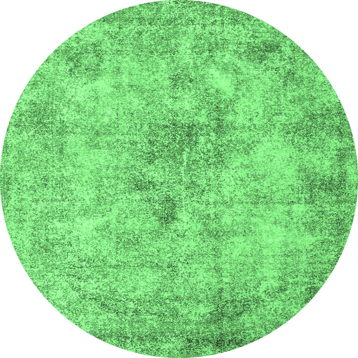 Round Machine Washable Persian Emerald Green Traditional Area Rugs, wshtr3763emgrn