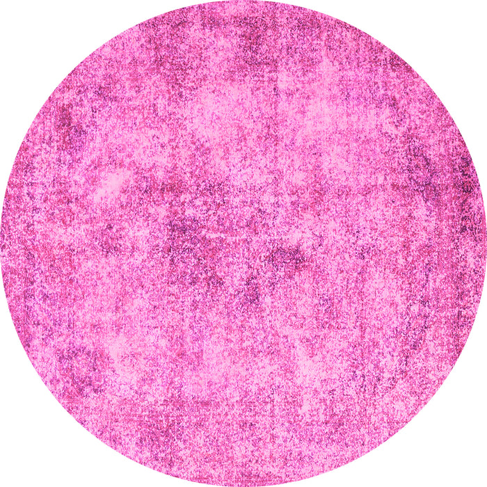 Round Machine Washable Persian Pink Traditional Rug, wshtr3763pnk