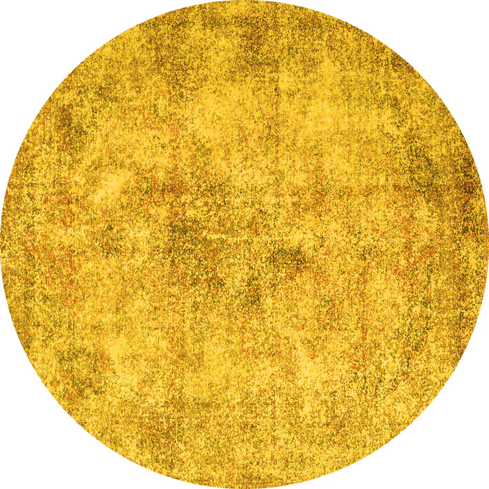 Round Machine Washable Persian Yellow Traditional Rug, wshtr3763yw