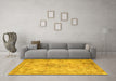 Machine Washable Persian Yellow Traditional Rug in a Living Room, wshtr3763yw