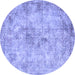 Round Persian Blue Traditional Rug, tr3763blu