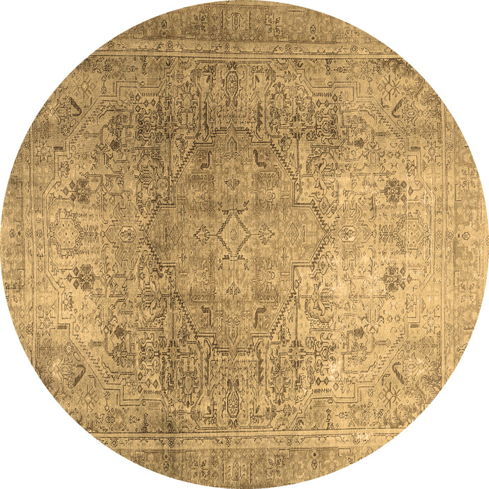 Round Persian Brown Traditional Rug, tr3764brn