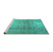 Sideview of Machine Washable Persian Turquoise Traditional Area Rugs, wshtr3764turq