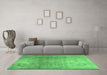 Machine Washable Persian Emerald Green Traditional Area Rugs in a Living Room,, wshtr3764emgrn