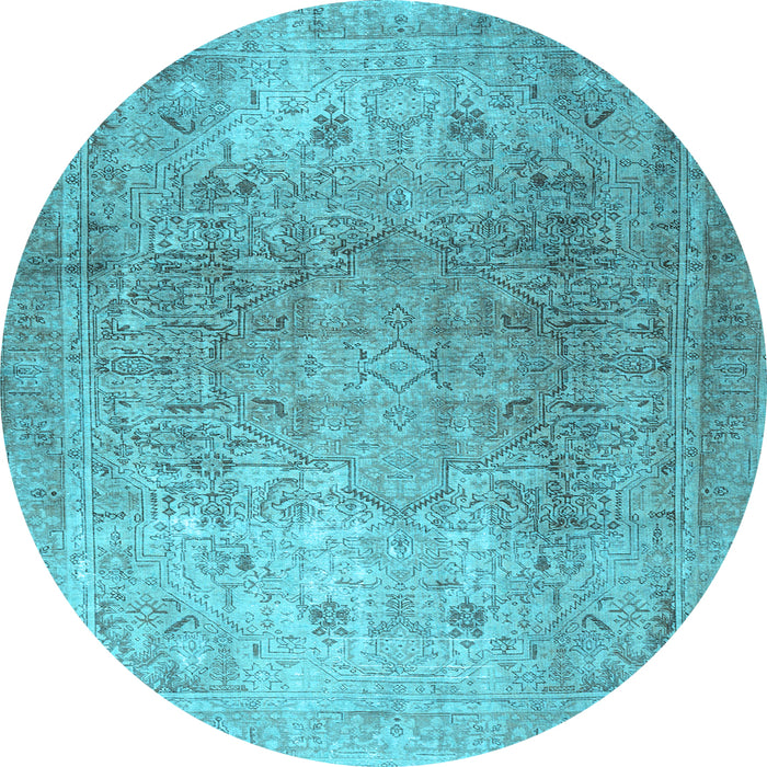 Round Persian Light Blue Traditional Rug, tr3764lblu