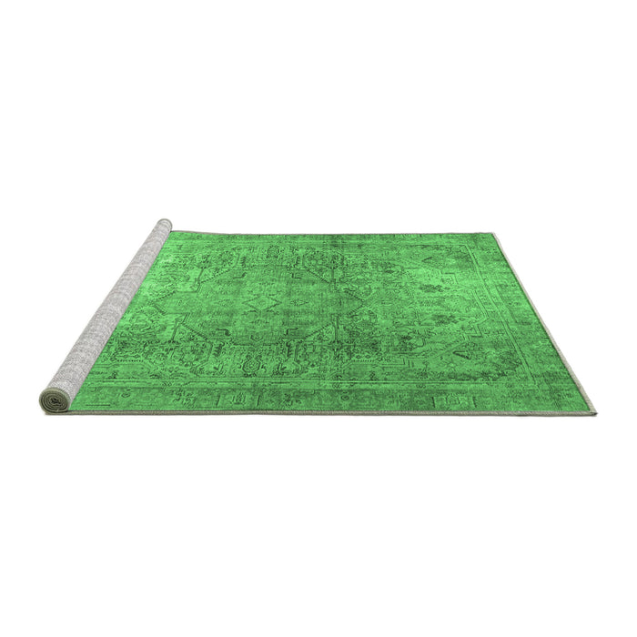 Sideview of Machine Washable Persian Emerald Green Traditional Area Rugs, wshtr3764emgrn