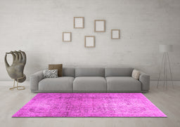 Machine Washable Persian Pink Traditional Rug in a Living Room, wshtr3764pnk