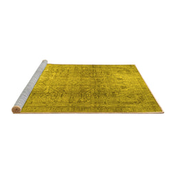 Sideview of Machine Washable Persian Yellow Traditional Rug, wshtr3764yw
