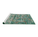 Sideview of Machine Washable Traditional Sea Green Rug, wshtr3765