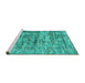 Sideview of Machine Washable Oriental Turquoise Asian Inspired Area Rugs, wshtr3765turq