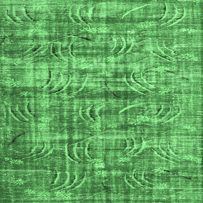Square Oriental Emerald Green Asian Inspired Rug, tr3765emgrn