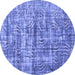 Round Oriental Blue Asian Inspired Rug, tr3765blu