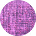 Round Oriental Pink Asian Inspired Rug, tr3765pnk