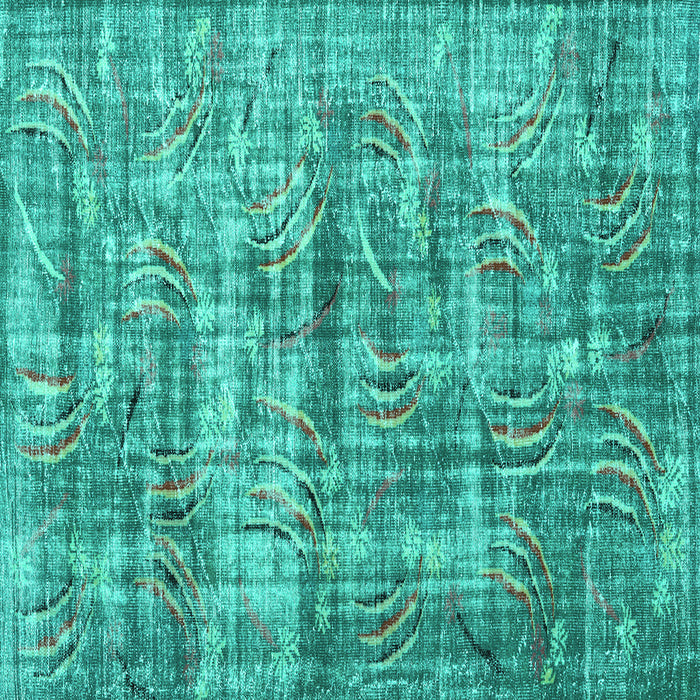 Square Oriental Turquoise Asian Inspired Rug, tr3765turq