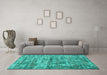 Machine Washable Oriental Turquoise Asian Inspired Area Rugs in a Living Room,, wshtr3765turq