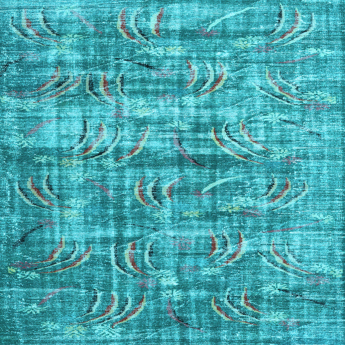 Square Machine Washable Oriental Light Blue Asian Inspired Rug, wshtr3765lblu