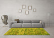 Machine Washable Oriental Yellow Asian Inspired Rug in a Living Room, wshtr3765yw