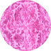 Round Persian Pink Bohemian Rug, tr3766pnk