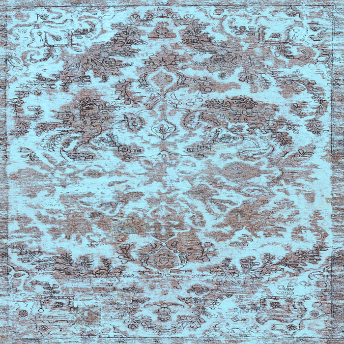 Square Machine Washable Persian Light Blue Bohemian Rug, wshtr3766lblu