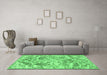 Machine Washable Persian Emerald Green Bohemian Area Rugs in a Living Room,, wshtr3766emgrn