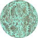 Round Persian Turquoise Bohemian Rug, tr3766turq