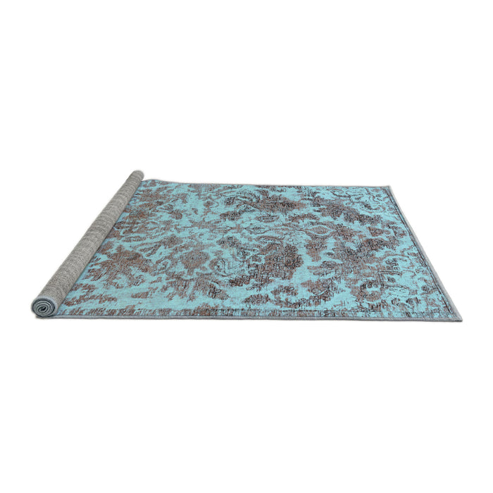 Sideview of Machine Washable Persian Light Blue Bohemian Rug, wshtr3766lblu