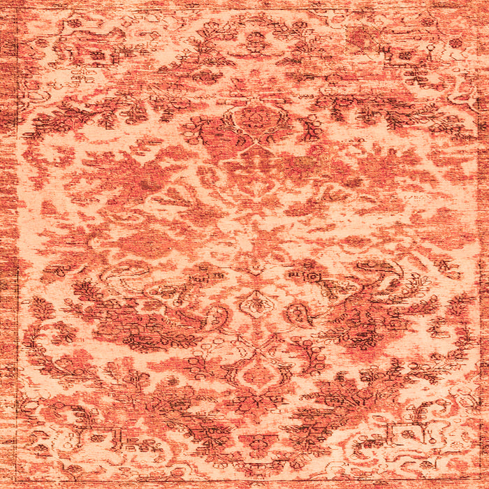 Round Machine Washable Persian Orange Bohemian Area Rugs, wshtr3766org