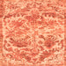 Round Machine Washable Persian Orange Bohemian Area Rugs, wshtr3766org