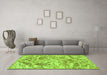 Machine Washable Persian Green Bohemian Area Rugs in a Living Room,, wshtr3766grn