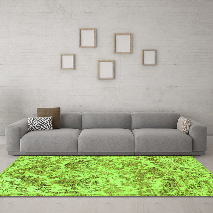 Machine Washable Persian Green Bohemian Area Rugs in a Living Room,, wshtr3766grn