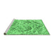 Sideview of Machine Washable Persian Emerald Green Bohemian Area Rugs, wshtr3766emgrn