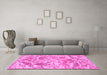Machine Washable Persian Pink Bohemian Rug in a Living Room, wshtr3766pnk