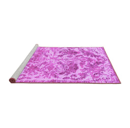 Sideview of Machine Washable Persian Purple Bohemian Area Rugs, wshtr3766pur