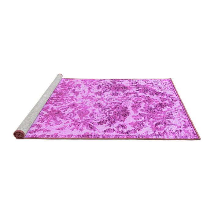 Sideview of Machine Washable Persian Purple Bohemian Area Rugs, wshtr3766pur