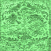 Square Machine Washable Persian Emerald Green Bohemian Area Rugs, wshtr3766emgrn