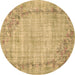 Round Machine Washable Oriental Brown Asian Inspired Rug, wshtr3767brn