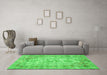 Machine Washable Oriental Green Asian Inspired Area Rugs in a Living Room,, wshtr3767grn