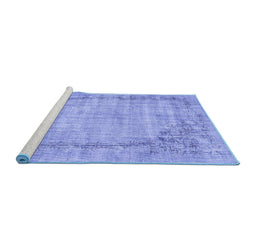 Sideview of Machine Washable Oriental Blue Asian Inspired Rug, wshtr3767blu