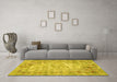 Machine Washable Oriental Yellow Asian Inspired Rug in a Living Room, wshtr3767yw